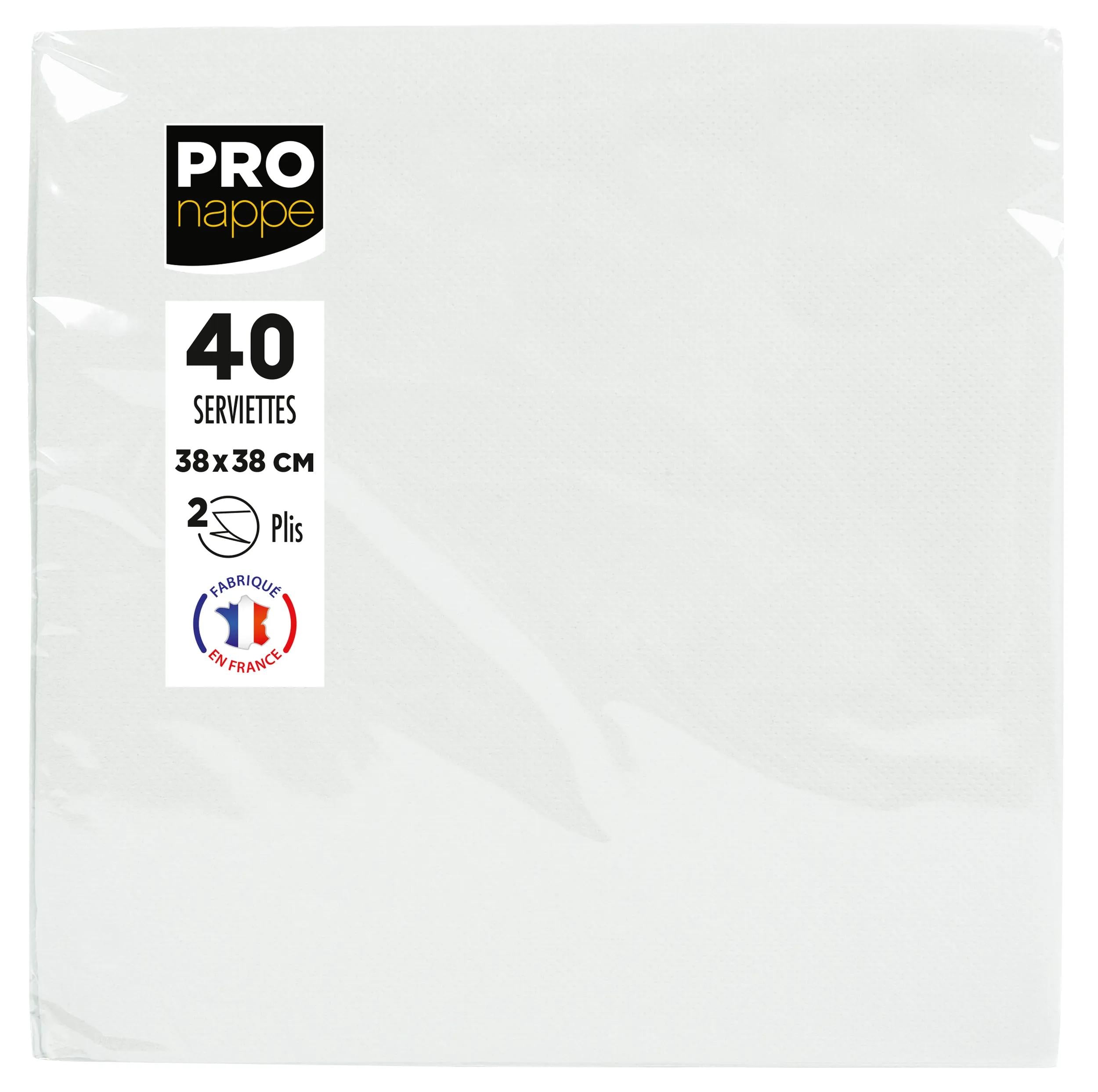 PRONAPPE Servietten – weiss – 38 × 38 cm, 2-lagig – 40 Stück