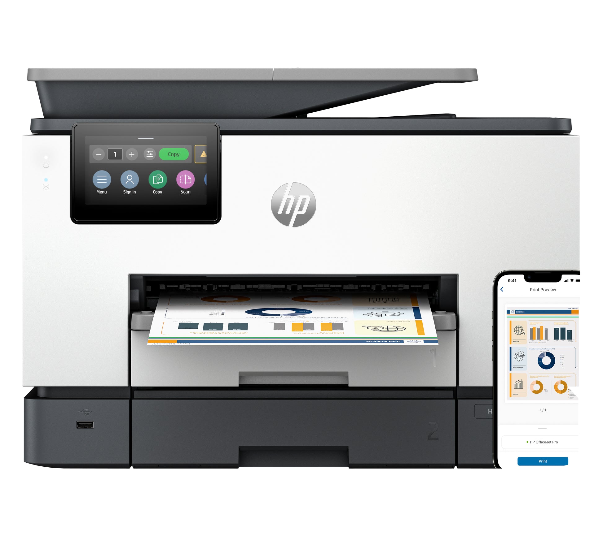 HP Officejet Pro 9130B – Farbiges Tintenstrahl-MFP A4, 3-in-1 – WLAN – Duplex