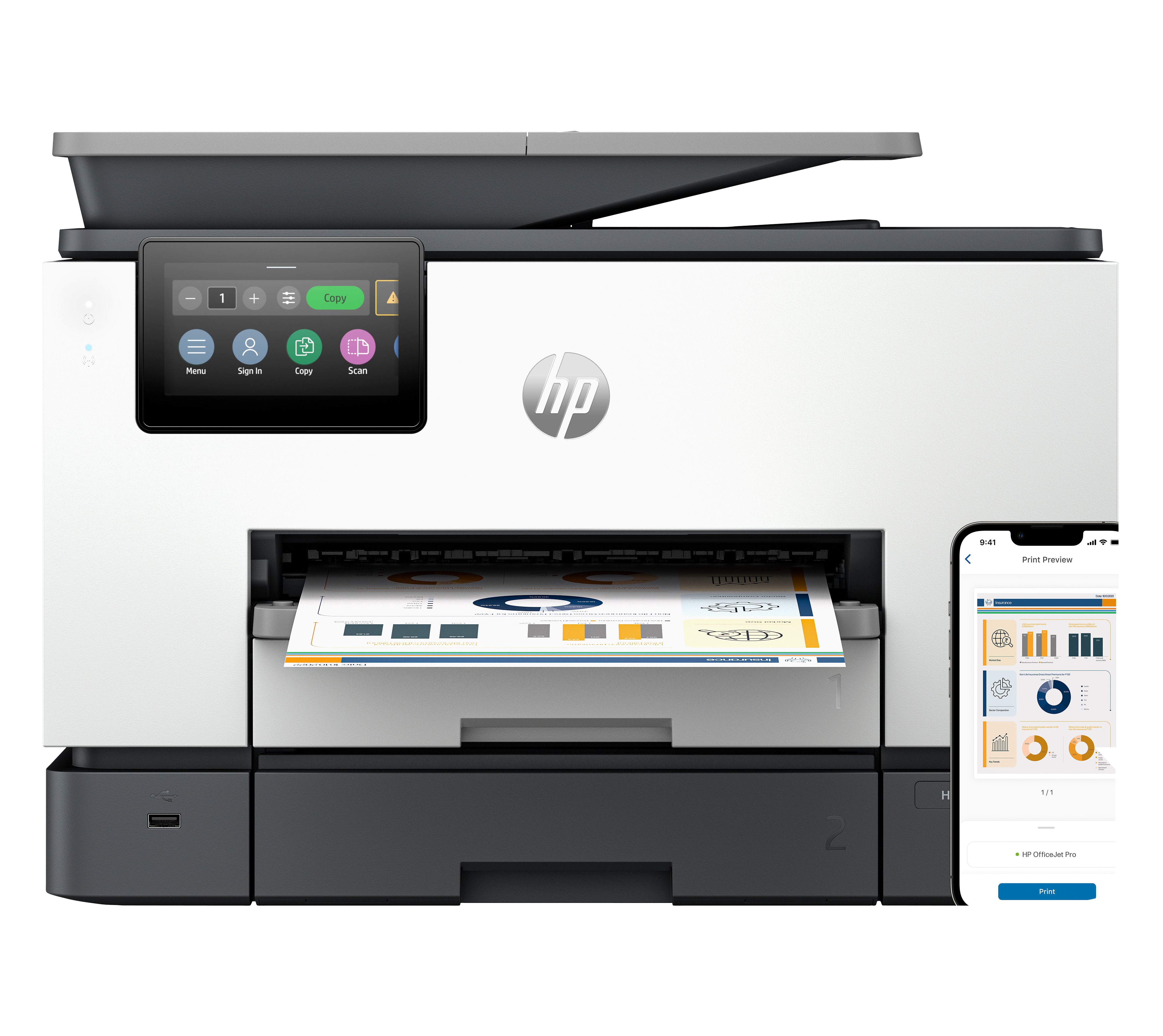 HP Officejet Pro 9130B – Farbiges Tintenstrahl-MFP A4, 3-in-1 – WLAN – Duplex