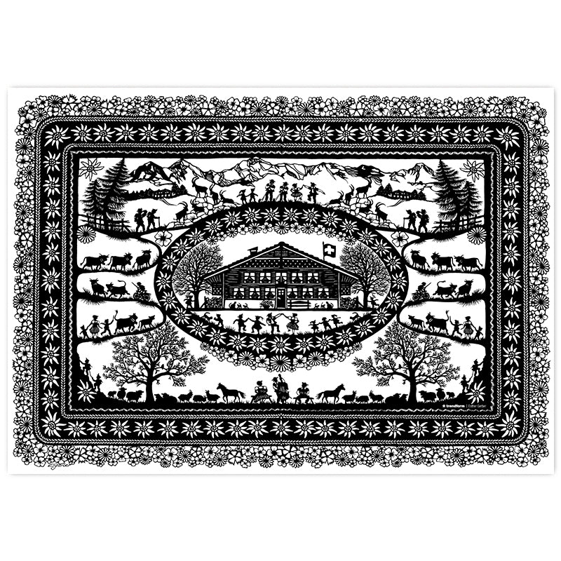 Trendform Tischset – Papier, Motiv Scherenschnitt Landleben, 42 × 29,7 cm