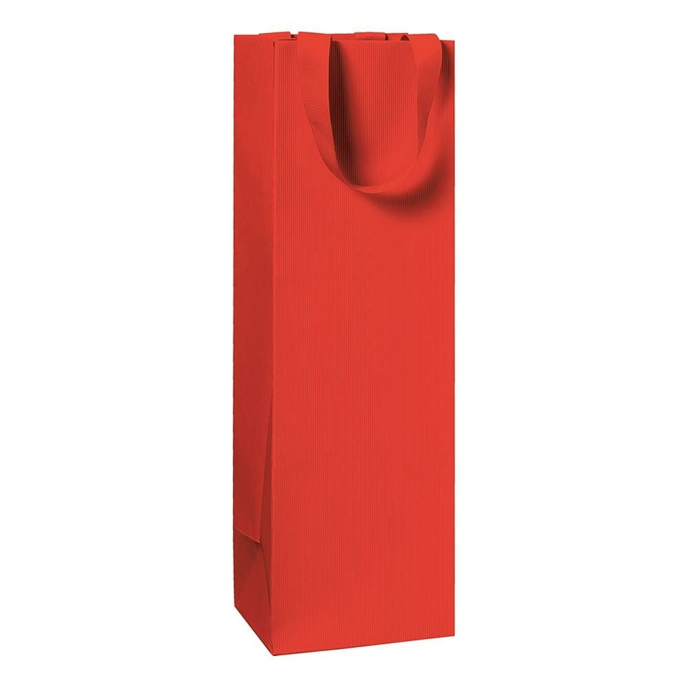 Stewo Flaschentüte Everyday One Colour – Strukturprägung, Ripsband – 110 × 360 × 105 mm – Rot