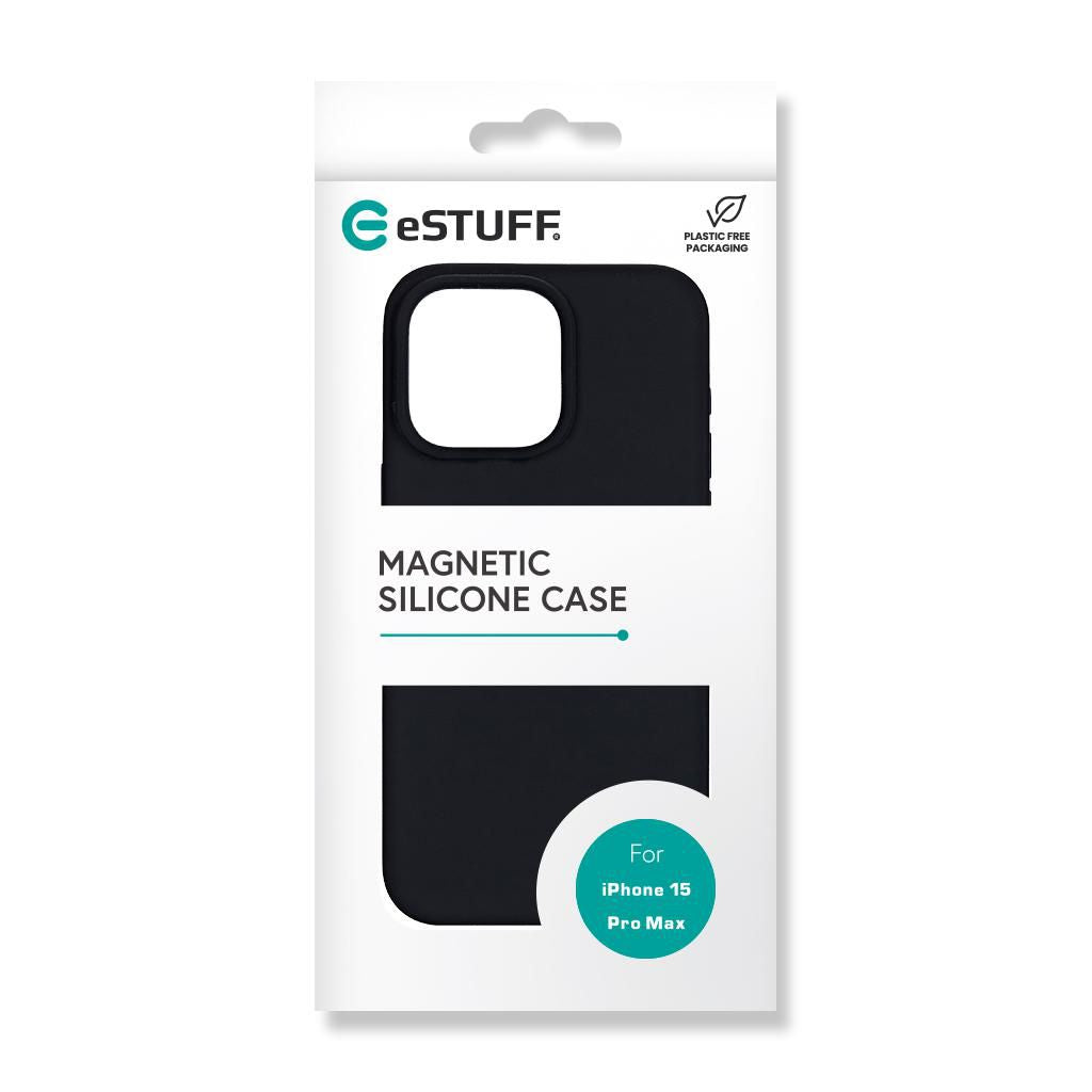eSTUFF INFINITE (GRS) ROME Backcover – für Apple iPhone 15 Pro Max, MagSafe, PC+Silikon+Mikrofaser, Schwarz