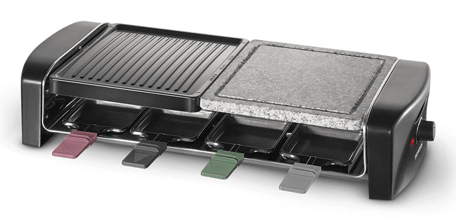 Severin Raclette-Grill RG9645 – 8 Personen, 1'400 W, Grillplatte Stein – Schwarz