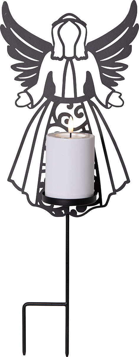 Star Trading Dekorative Aussenleuchte – 0,02 W, Warmweiss, IP44, Batteriebetrieb, flackernd, Schwarz, Metall/Kunststoff