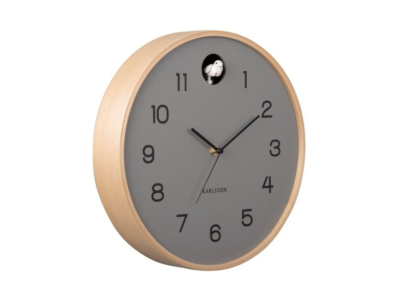 Karlsson Wanduhr Natural Cuckoo – batteriebetrieben, grau