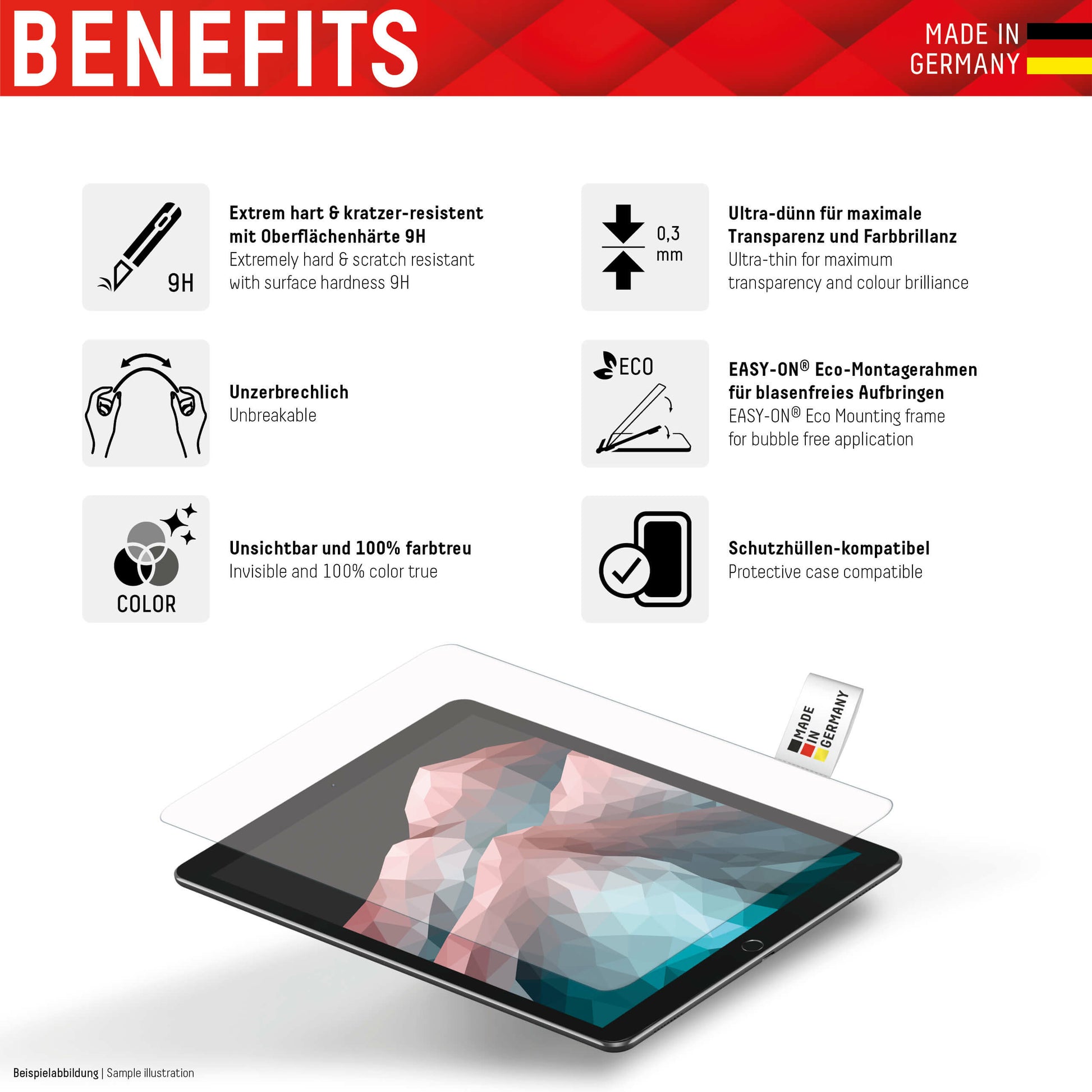 E.V.I. Panzerglas für Xiaomi Redmi Pad 10,6" – 9H, blasenfrei