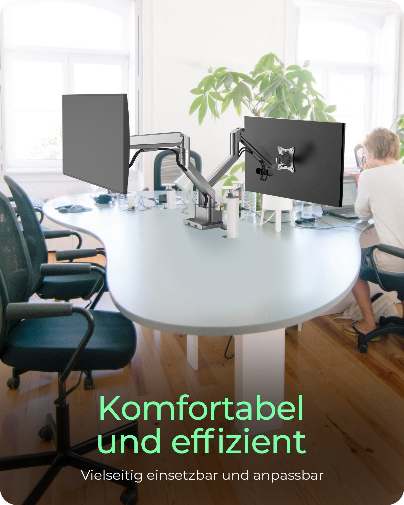 ICY BOX IB-MS524-T – Tischhalterung, Dual, Klemme/Durchführung, bis 32", VESA 75 × 75/100 × 100 mm, 9 kg