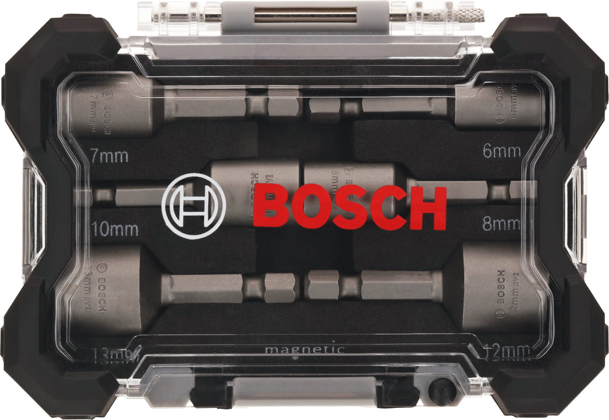 Bosch Steckschlüssel-Set 6/7/8/10/12/13 mm, 50 mm 1/4" Sechskant – 6-tlg. – mit Tasche