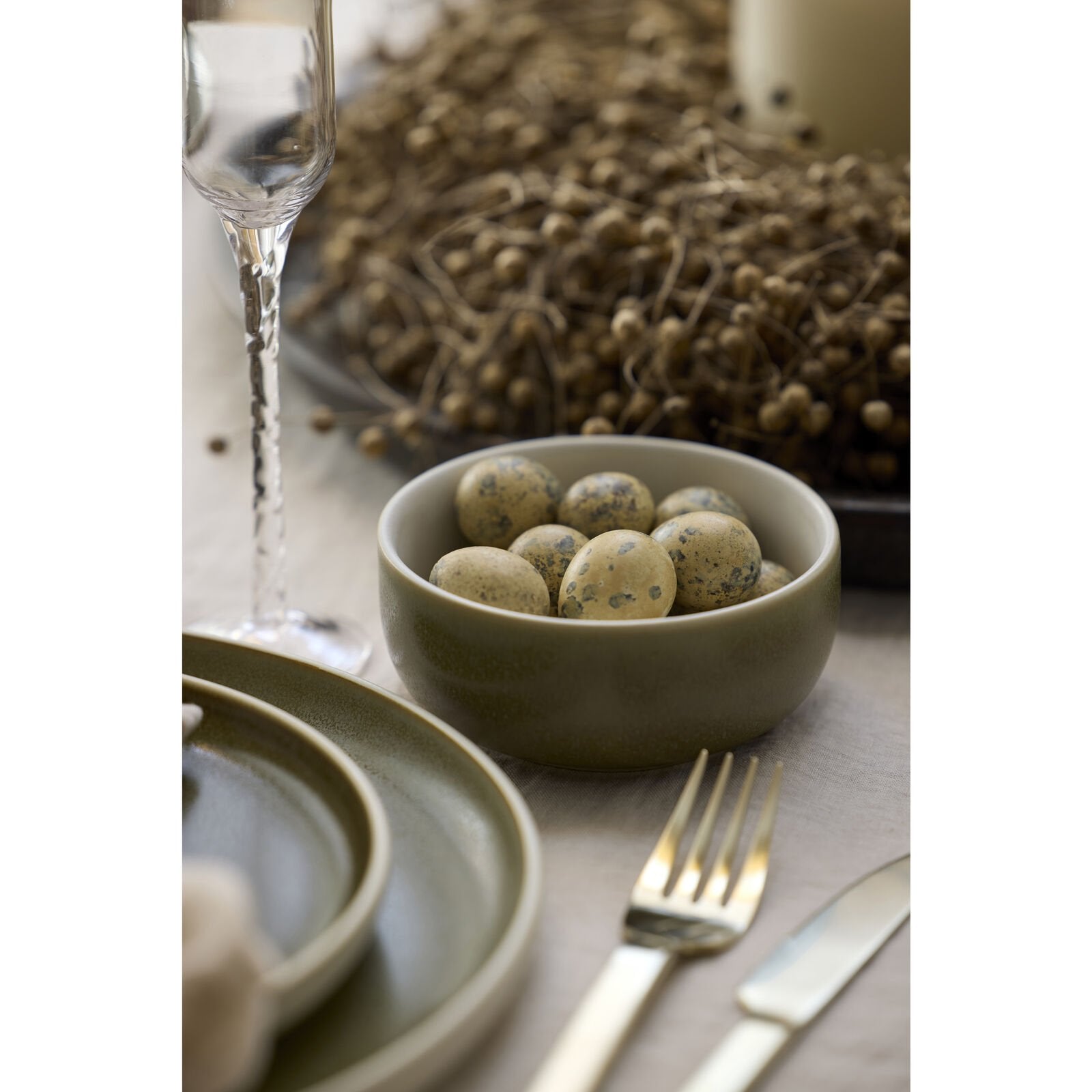 Studio Round Snackschale – Ø 11 cm, Steingut, Grün/Weiss, spülmaschinenfest, mikrowellengeeignet