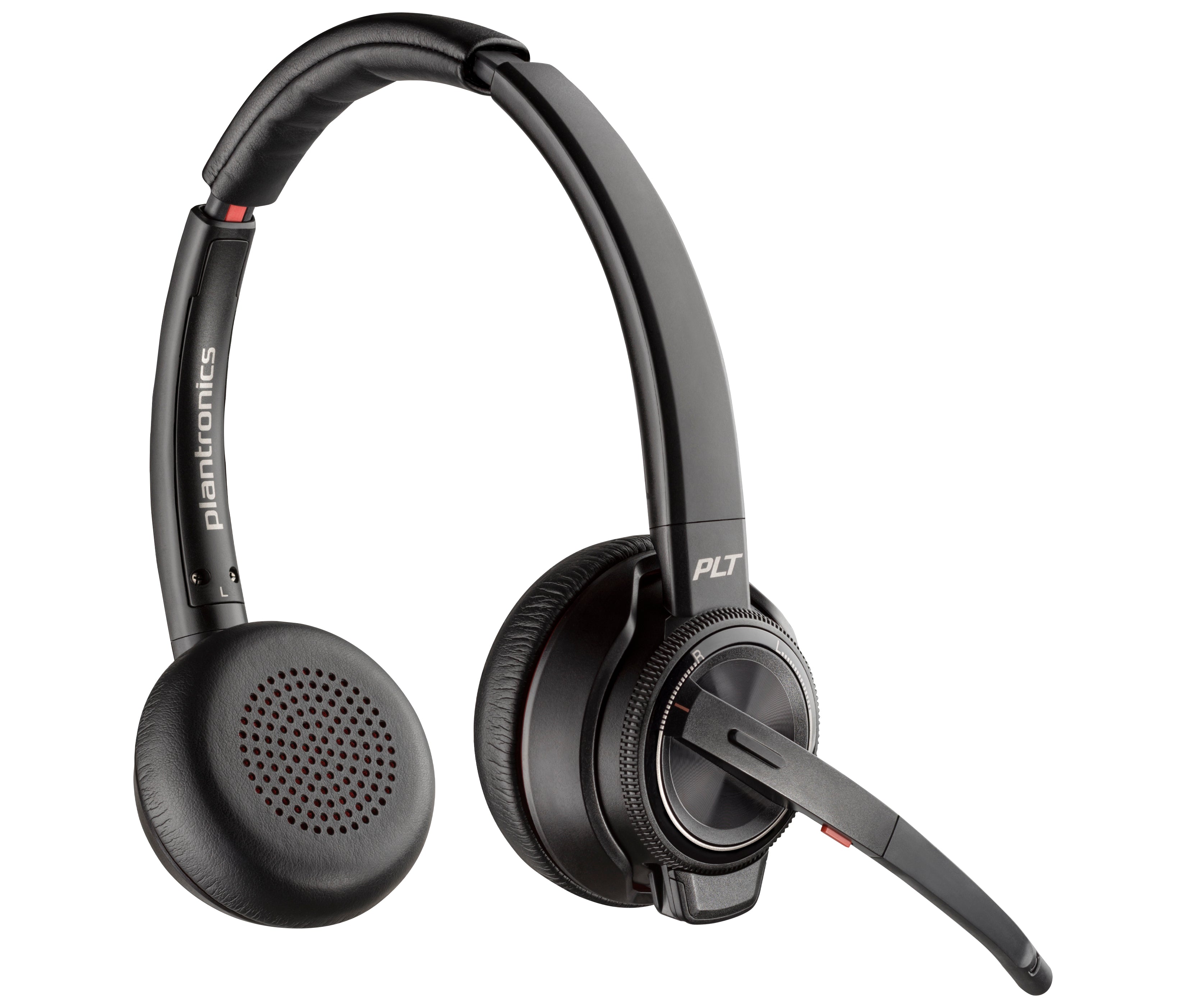 Poly Savi 8220 Office Stereo DECT – Duo Headset – DECT, Bluetooth 4.2, ANC, Boom-Mikrofon – Schwarz – bis 13 h