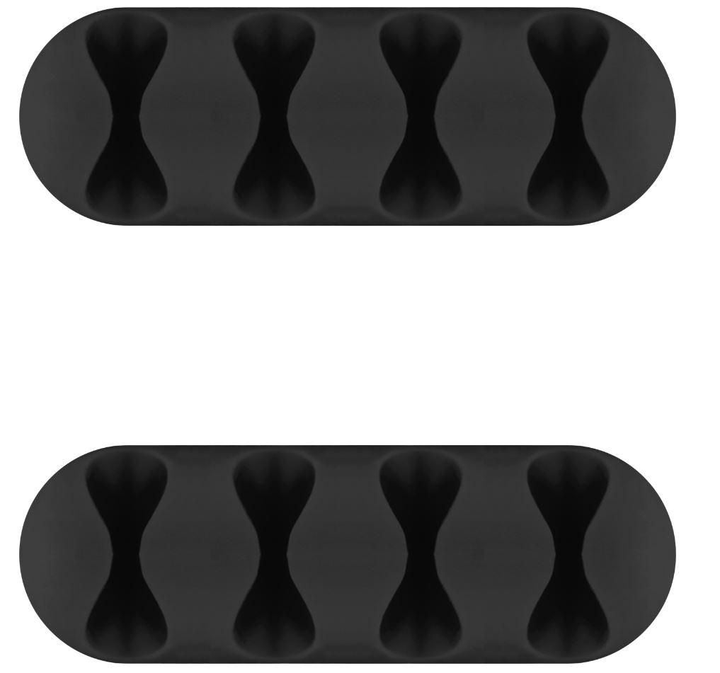 Microconnect Kabelhalter, 4-fach, selbstklebend, 2er-Pack – schwarz