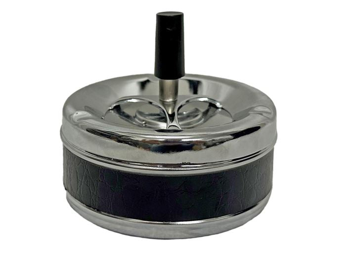 Dameco Aschenbecher – Ø 11 × 10 cm – Kunstleder & Metall, Schwarz