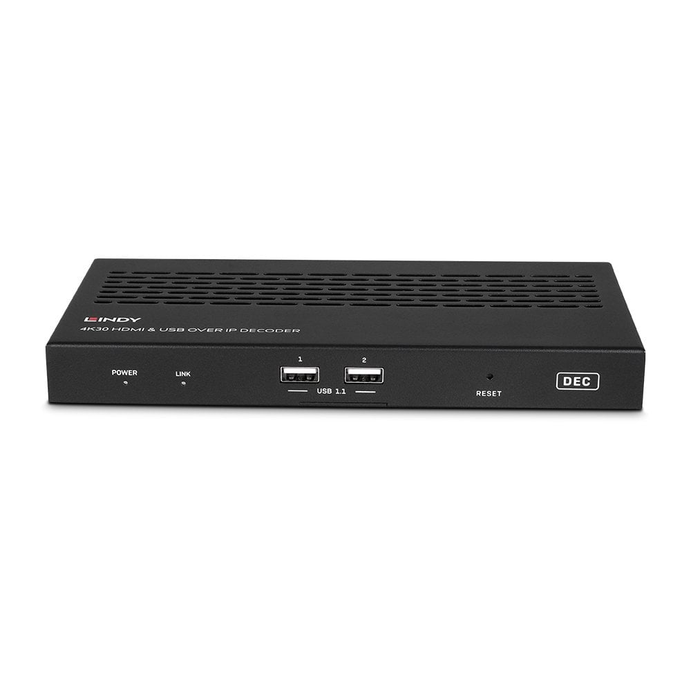 Lindy 4K30 HDMI & USB über IP – AV-Receiver – 4K UHD, 30 Hz, kabelgebunden, PoE (RJ‑45, HDMI 2.0) – Schwarz