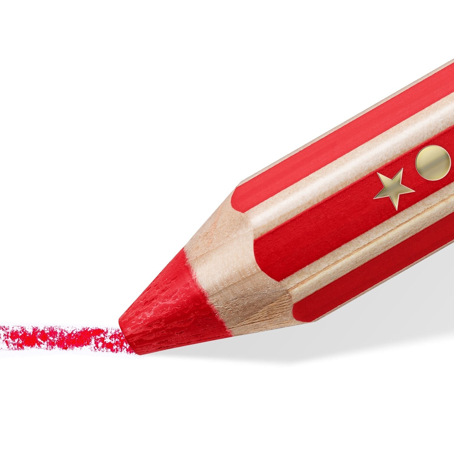 Staedtler Noris junior Buntstifte – 3-in-1, sechskantig, Minendurchmesser 10 mm, 36 Stifte, im Eimer, mit 3 Spitzern