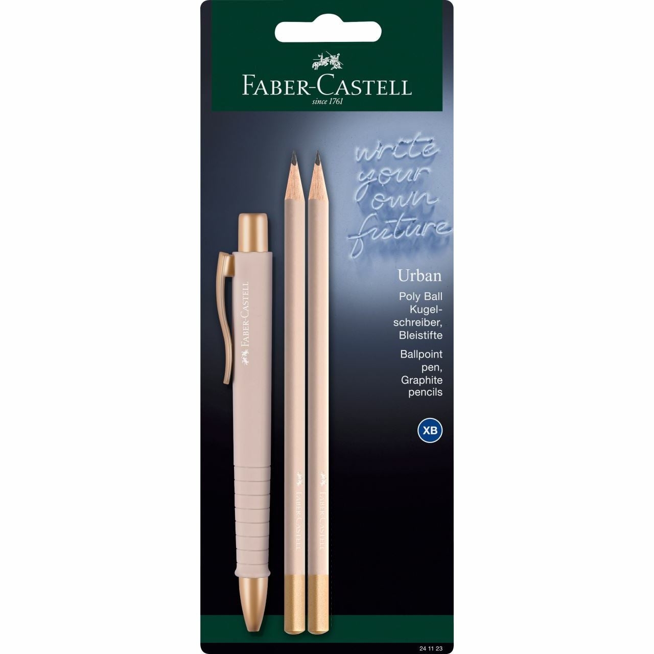Faber-Castell Schreibset – Poly Ball 2411 Kugelschreiber + Bleistift – Pink, nachfüllbar