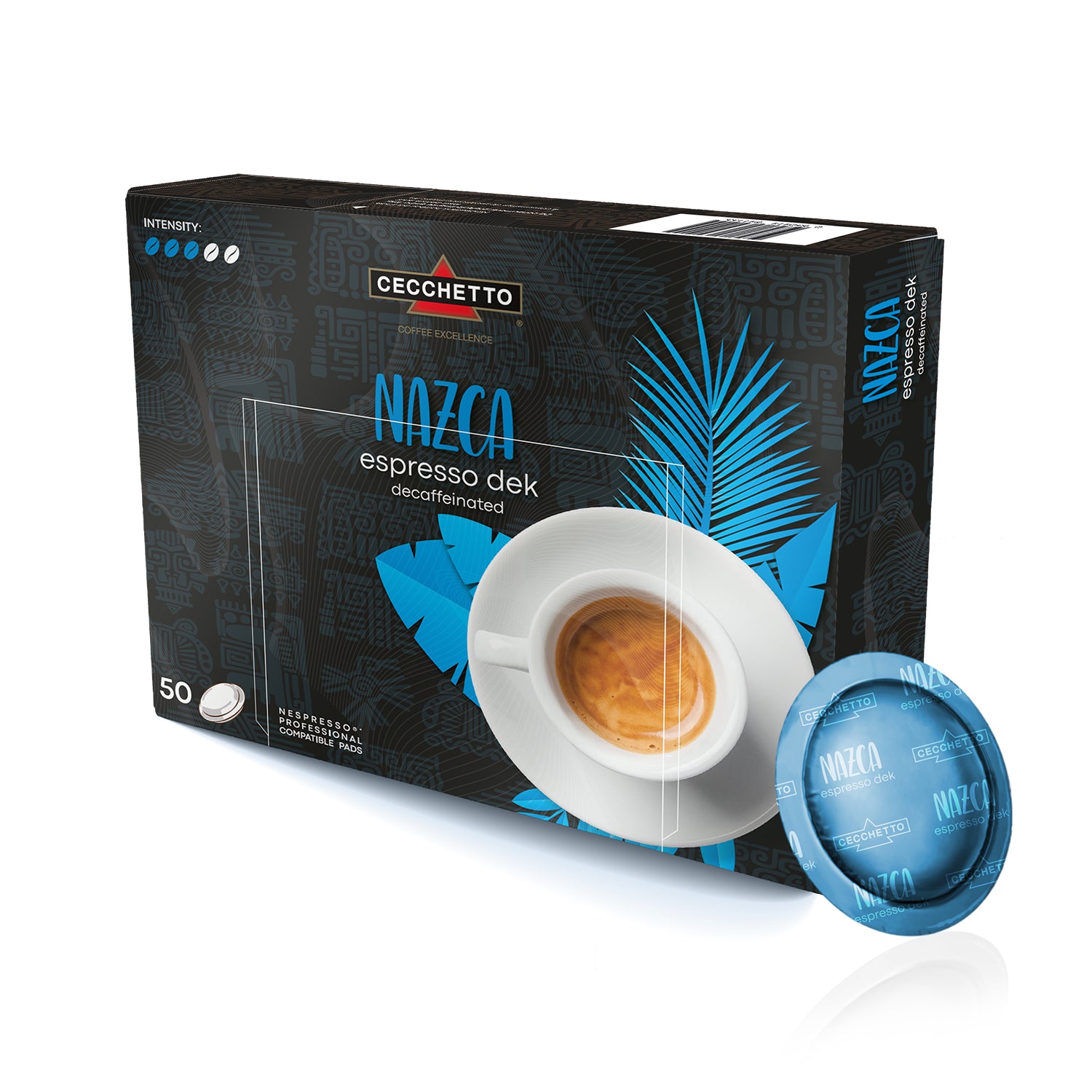 CECCHETTO Nazca – Kaffeepads für Nespresso – Espresso, entkoffeiniert, Intensität 3, 50 Pads