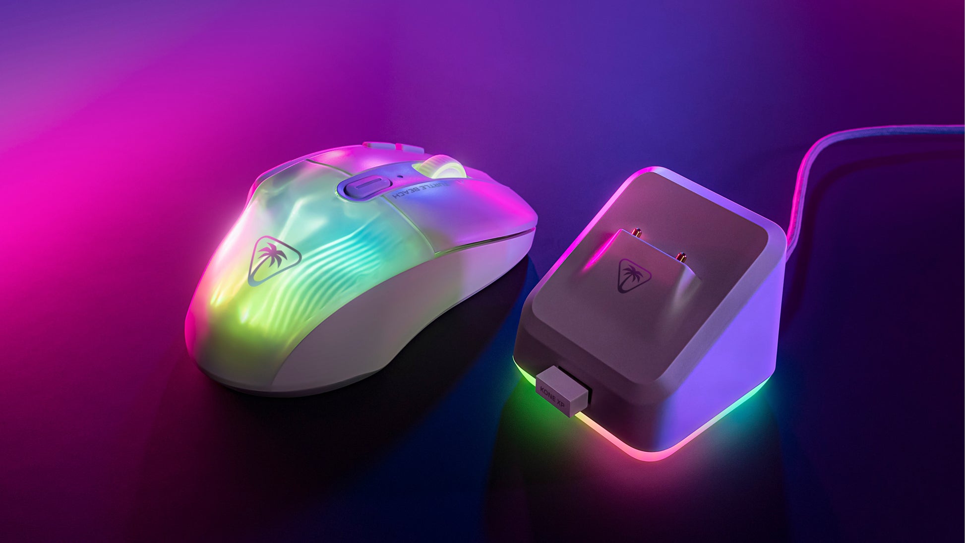 Turtle Beach Kone XP Air Gaming-Maus – kabellos, 10 Tasten, für Rechtshänder, RGB-Beleuchtung, weiss