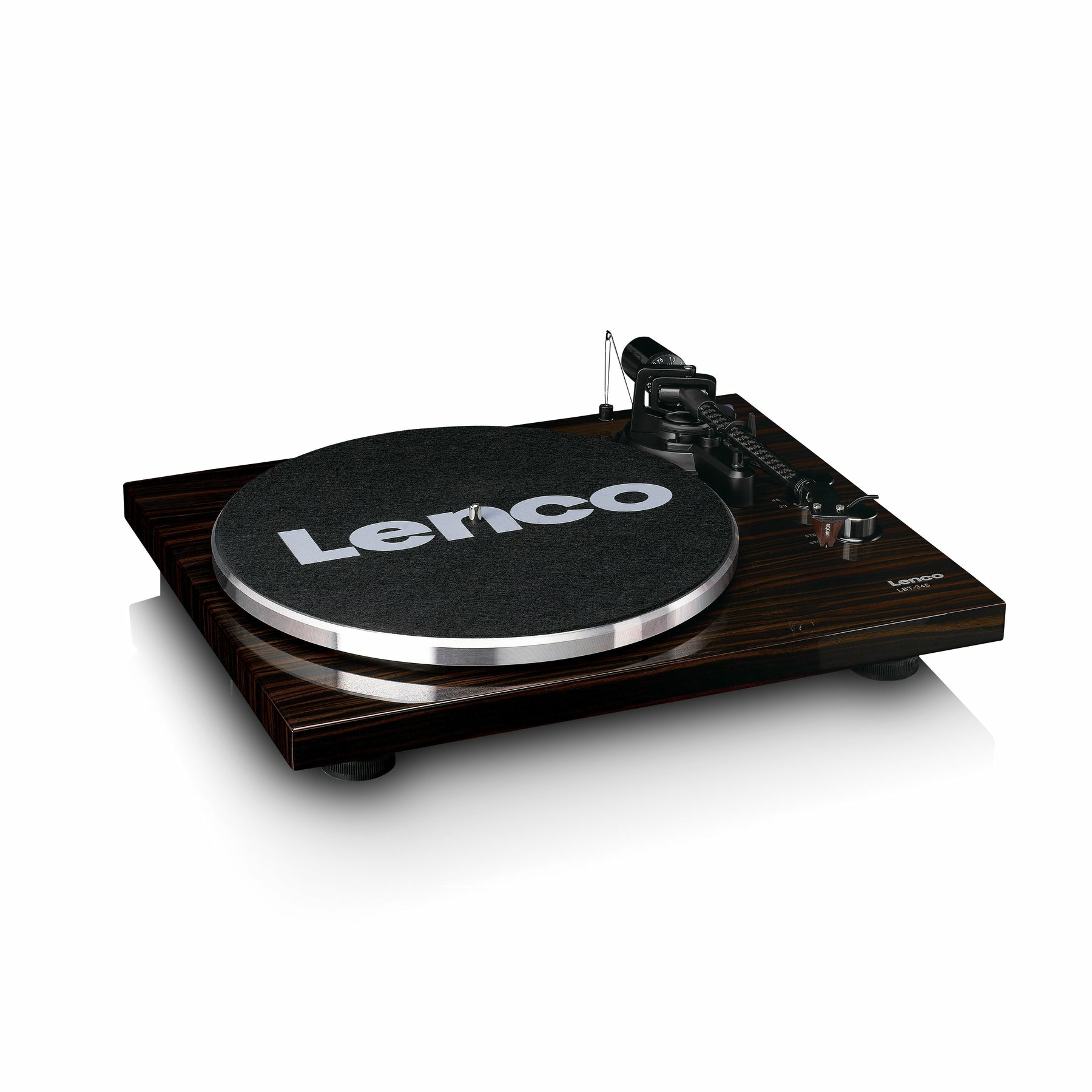 Lenco LBT-345WA – Plattenspieler (Riemenantrieb, manuell), Bluetooth, 33⅓/45 U/min – Walnuss