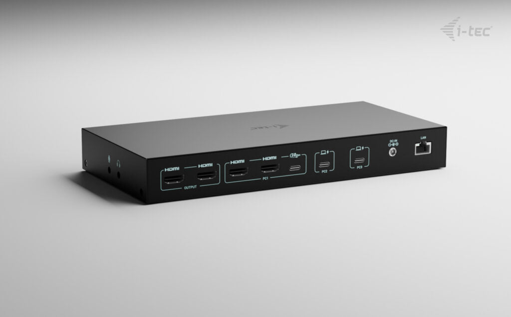 i-tec Dockingstation – USB-C, 4× HDMI, 5× USB-A, 92 W PD, GbE, 3,5 mm Audio, für Windows/Mac/ChromeOS