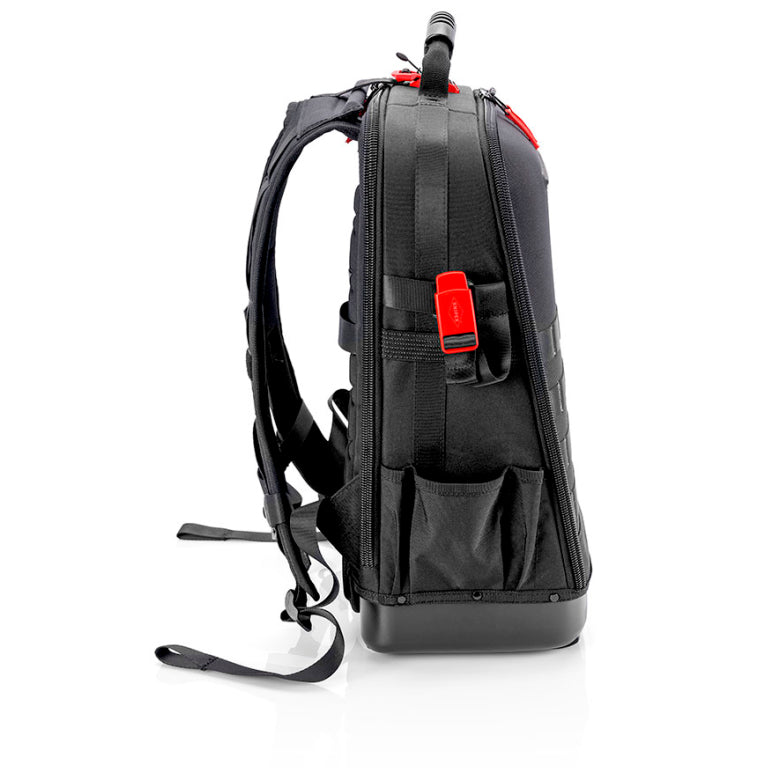 Knipex Modular X18 Werkzeugrucksack – leer, mit Schultergurt, schwarz/rot, B 340 × H 530 × T 210 mm