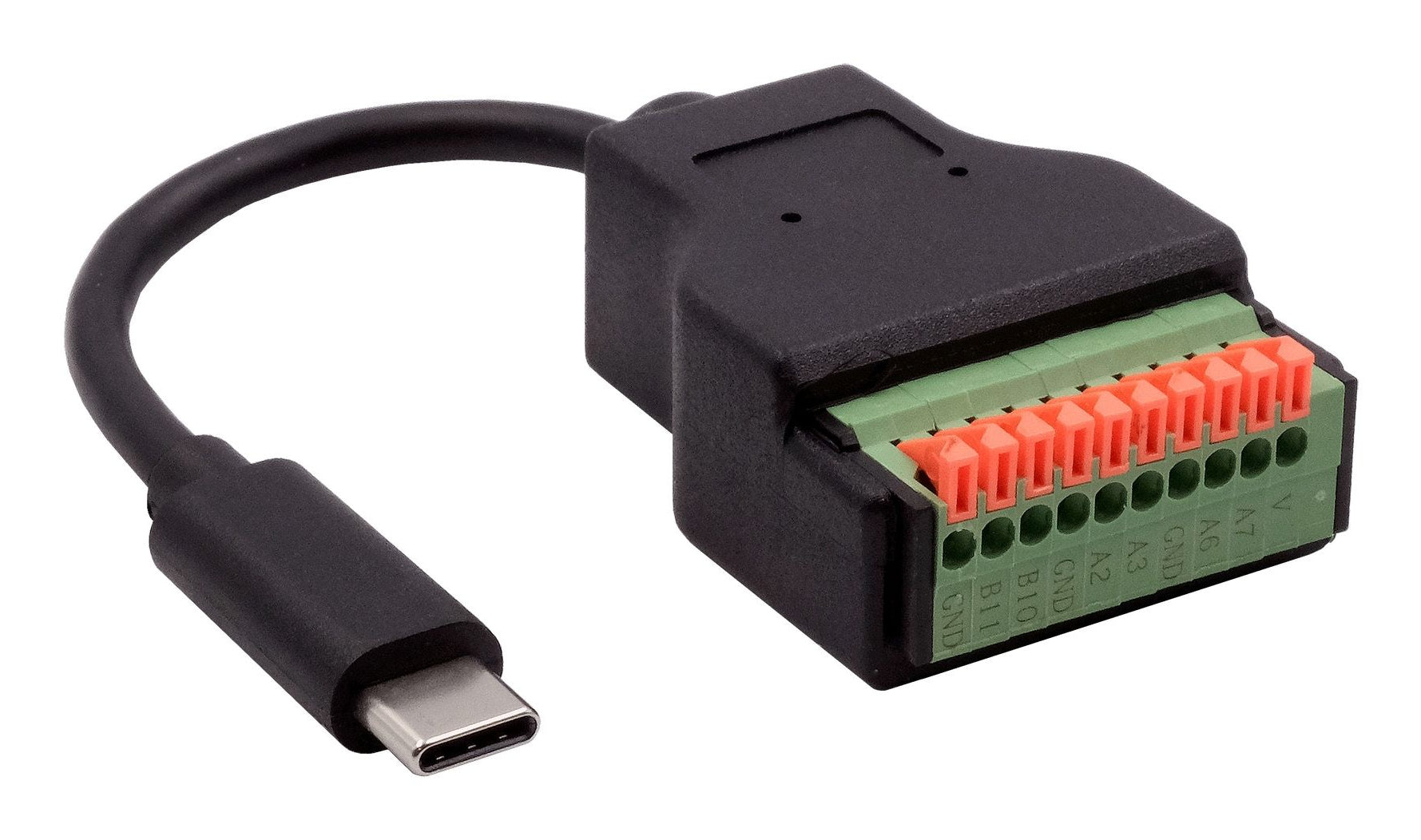EXSYS EX-49125 Adapter USB-C zu 10-poligem Terminalblock – USB 3.2 Gen 1 (5 Gbit/s), 0,15 m – Schwarz