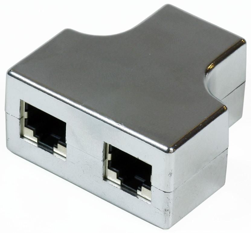 Microconnect MPK402-M RJ-45 Y-Adapter – 1× RJ-45 auf 2× RJ-45, geschirmt, 8-polig, Weiblich/Weiblich, Schwarz