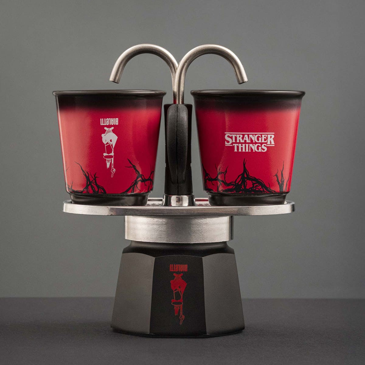 Bialetti Stranger Things Mini Express Espressokanne – für Gas, 2 Tassen, Rot
