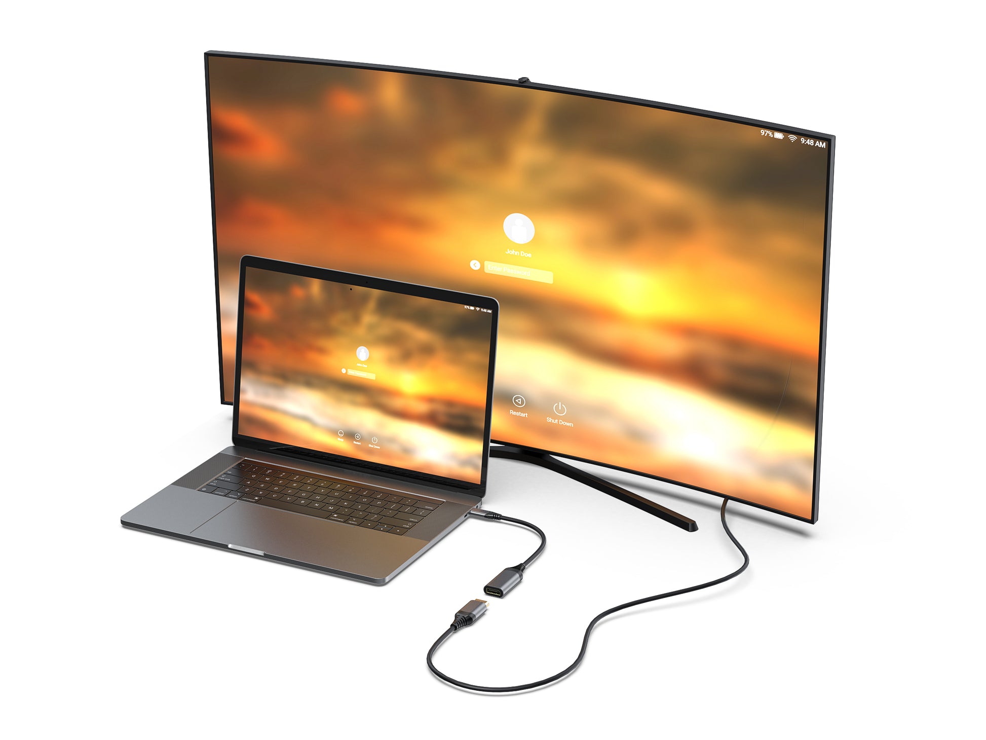 Equip Adapter USB-C zu DisplayPort – 8K (7680 × 4320) @ 30 Hz, DisplayPort 1.4, 0,15 m, Schwarz/Grau