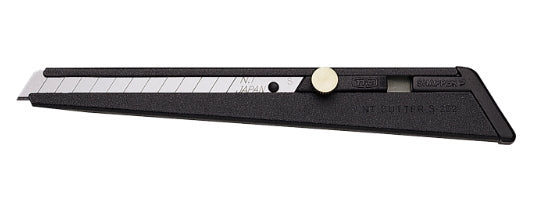 NT Cutter Cutter S-202P – 9 mm, Klingenarretierung, Linkshändergeeignet, Schwarz, inkl. 1 Klinge