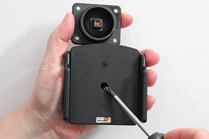 Brodit Auto-Halterung, Schraubbefestigung, 360° drehbar, neigbar – für iPhone 12–15 – Schwarz