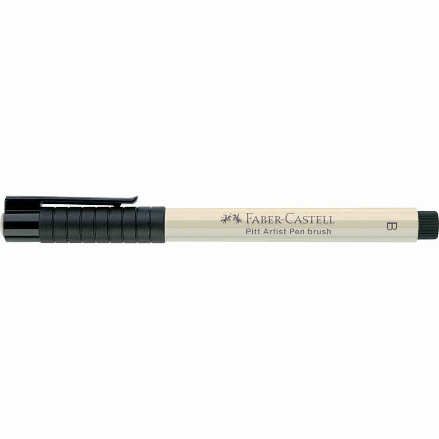 Faber-Castell Pitt Artist Pen Pinselstift – Pinselspitze, 2,5 mm, pigmentiert, wasserfest, hellgrau