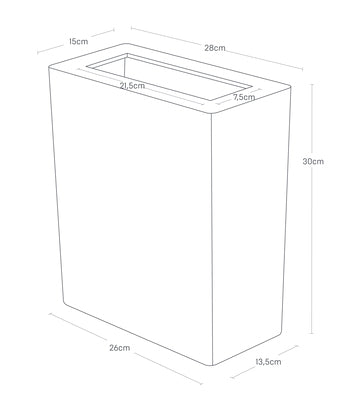 Yamazaki Papierkorb – 10 l – Metall, Schwarz, Walnuss – B × H × T 150 × 300 × 280 mm