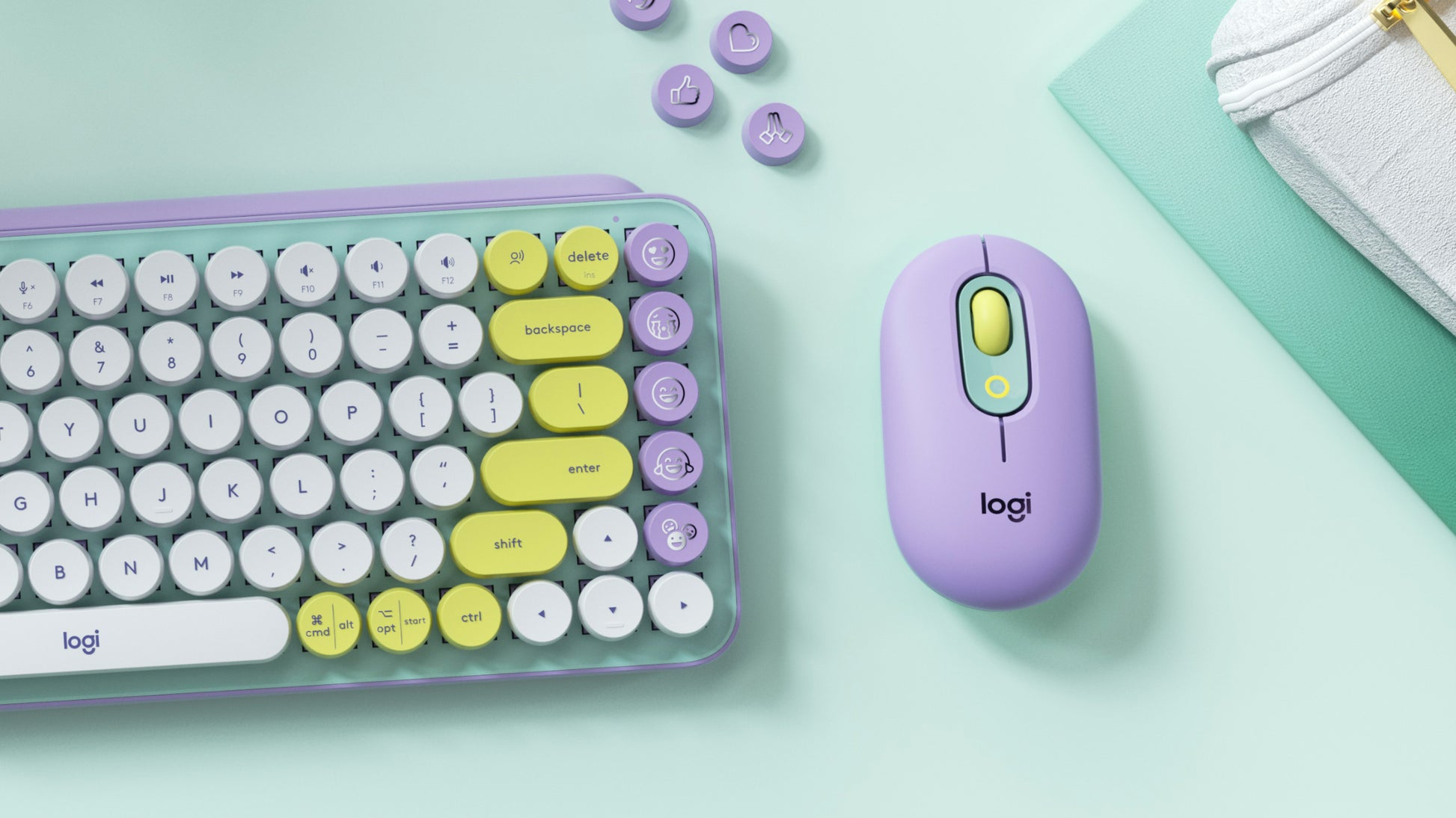 Logitech POP Mouse Daydream Mint Maus – kabellos, Bluetooth + 2,4 GHz, 4'000 dpi, 4 Tasten, beidhändig, grün