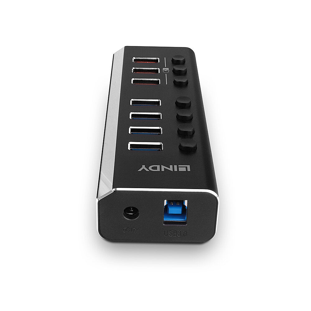 Lindy 43371 USB-Hub – USB 3.2 Gen1 (Typ-B), 7× USB-A, 3× Quick Charge 3.0