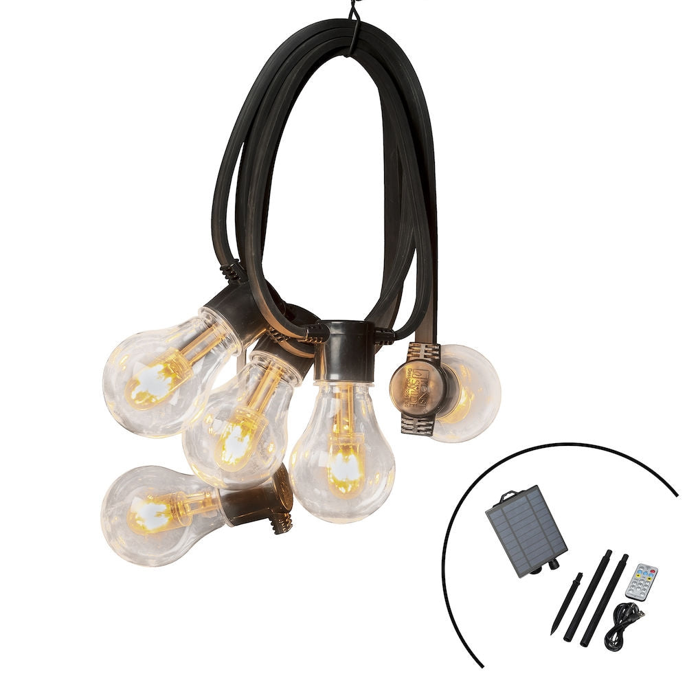Konstsmide Solar-Lichterkette – 1800 K – IP44 – Timer 4–8 h, dimmbar, Fernbedienung – Schwarz, Kunststoff