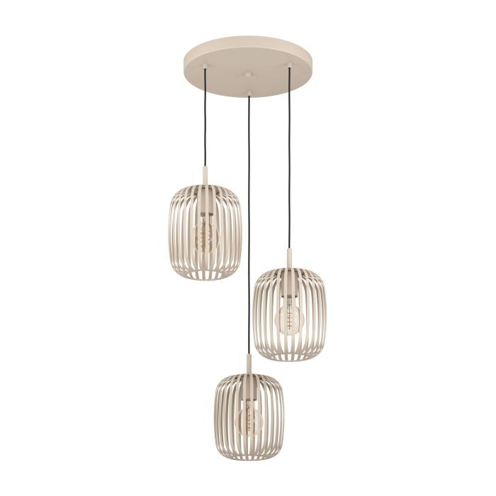 EGLO Deckenleuchte ROMAZZINA – Ø 46 × 110 cm, 120 W, 3-flammig, exkl. Leuchtmittel (E27), beige