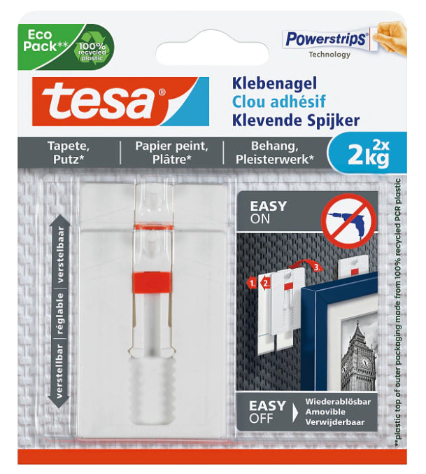 TESA Klebenagel – Kunststoff, Weiss, 12 × 14 × 1,9 cm – 1er-Pack