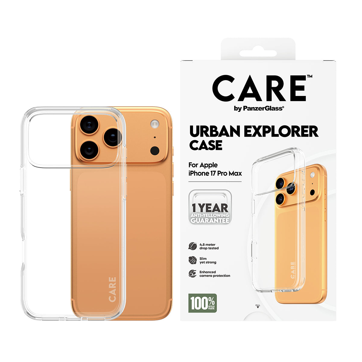 PanzerGlass Backcover CARE Flagship Case Urban Combat MS – für Apple iPhone 17 Pro Max – transparent