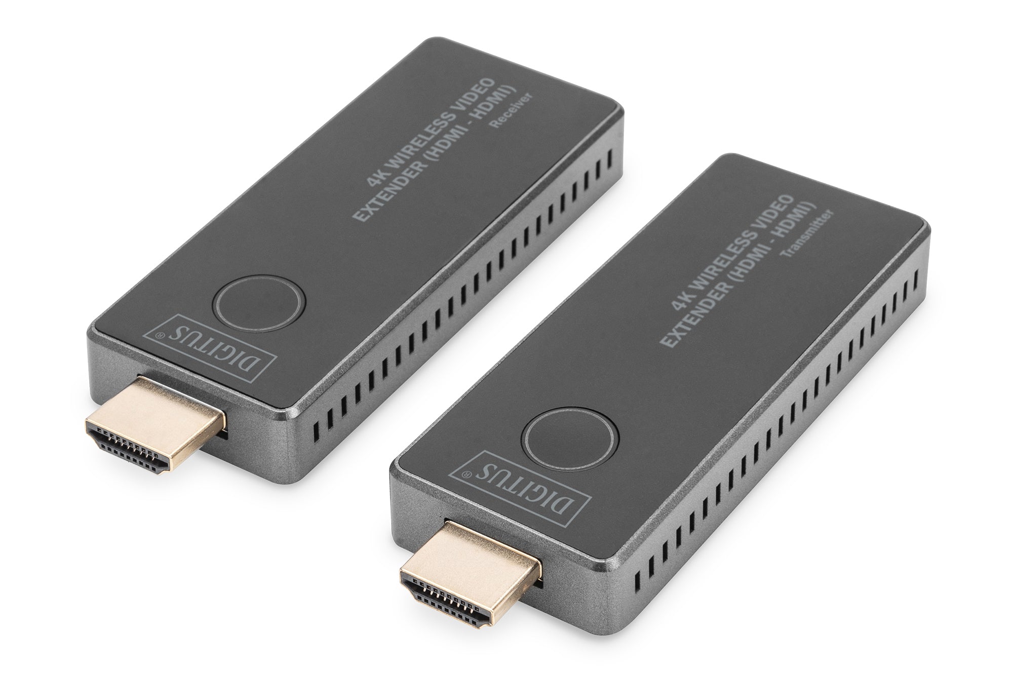 Digitus HDMI-Extender-Set – 4K UHD, kabellos, HDMI 2.0, 30 m – Schwarz/Silber, 2er-Set