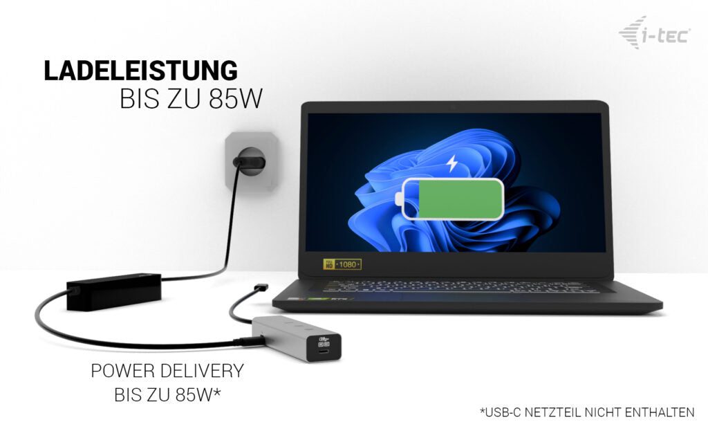 i-tec USB-Hub – USB-C, USB-C Video 8K, 85 W PD, für Windows/Mac/ChromeOS