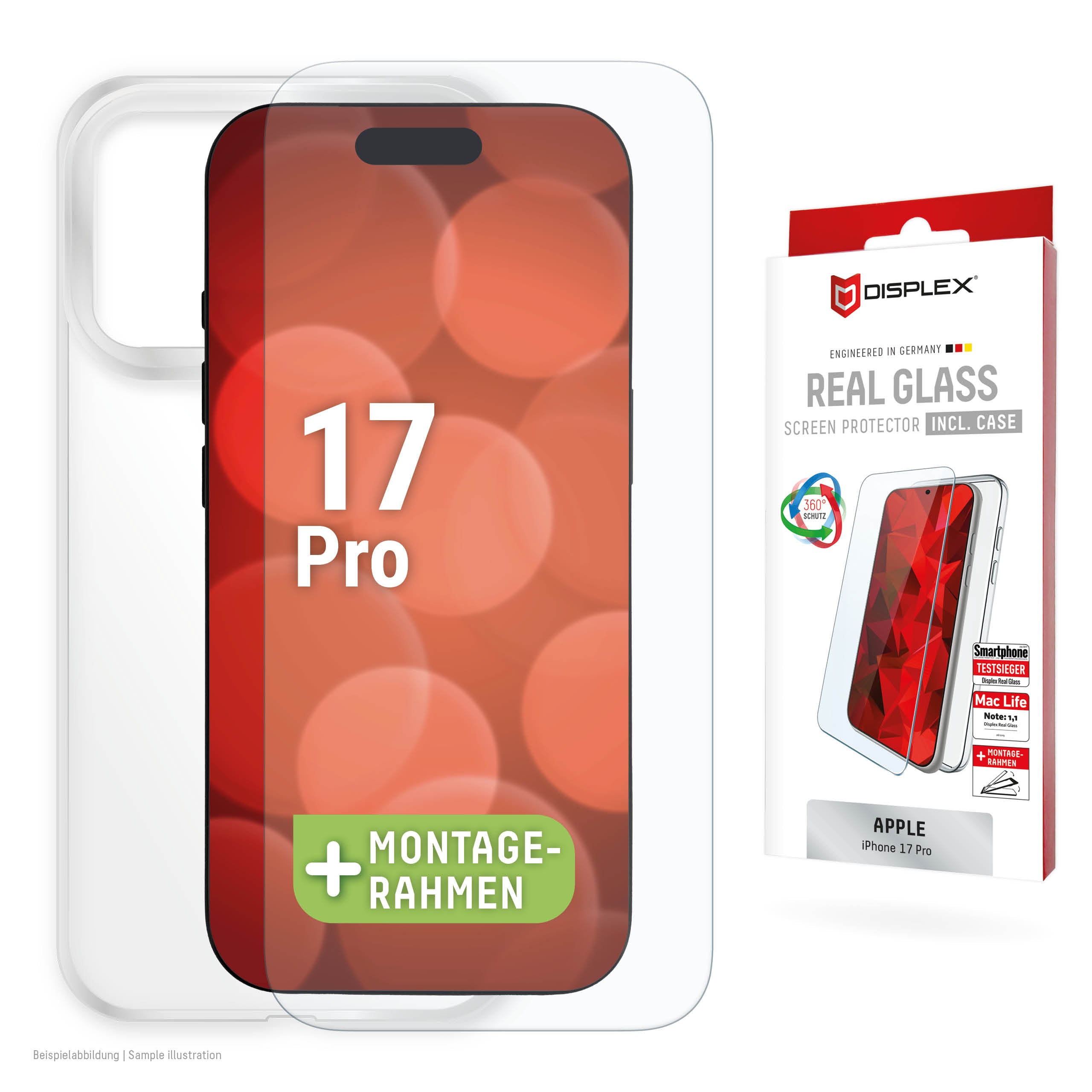 E.V.I. Displayschutzfolie – für Apple iPhone 17 Pro, Gehärtetes Glas, Transparent, Härte 10H