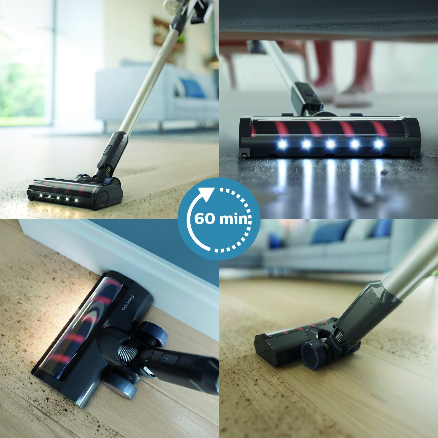 Philips Akkustaubsauger XC3031/01, 2-in-1 – 60 min, Behälter 0,60 l