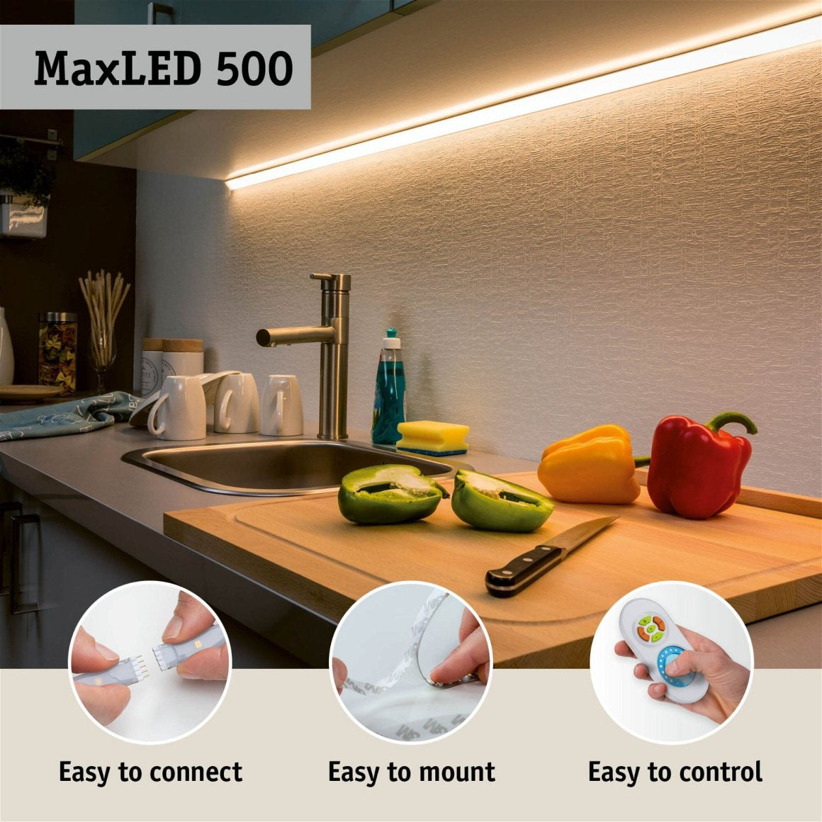 Paulmann LED-Strip 0,03 m – Warmweiss 2700 K, 25 lm, 0,3 W – IP20 – Silber, Kunststoff