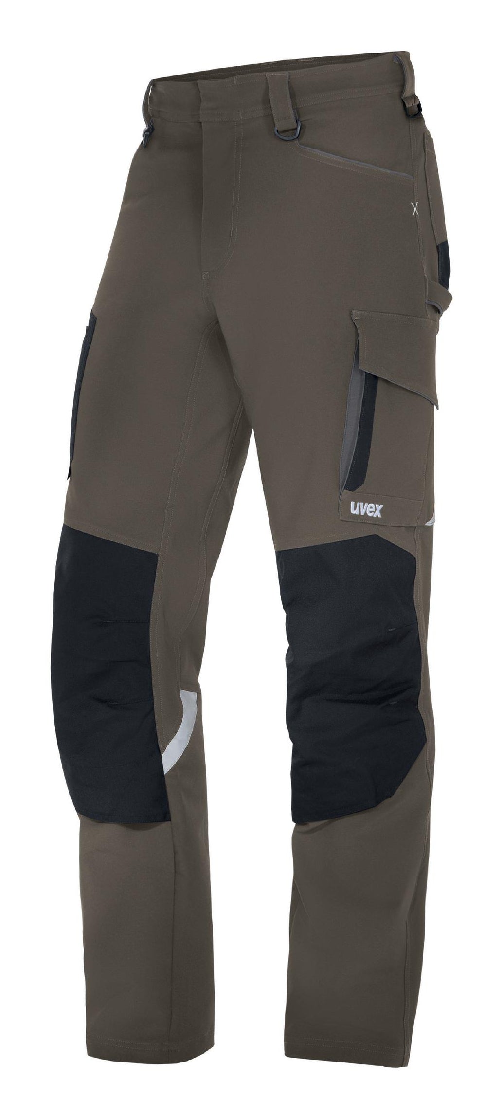 Uvex Cargohose suXXeed craft – Khaki/Schwarz, Polyester, Elasthan, 4-Wege-Stretch, Knieschutz