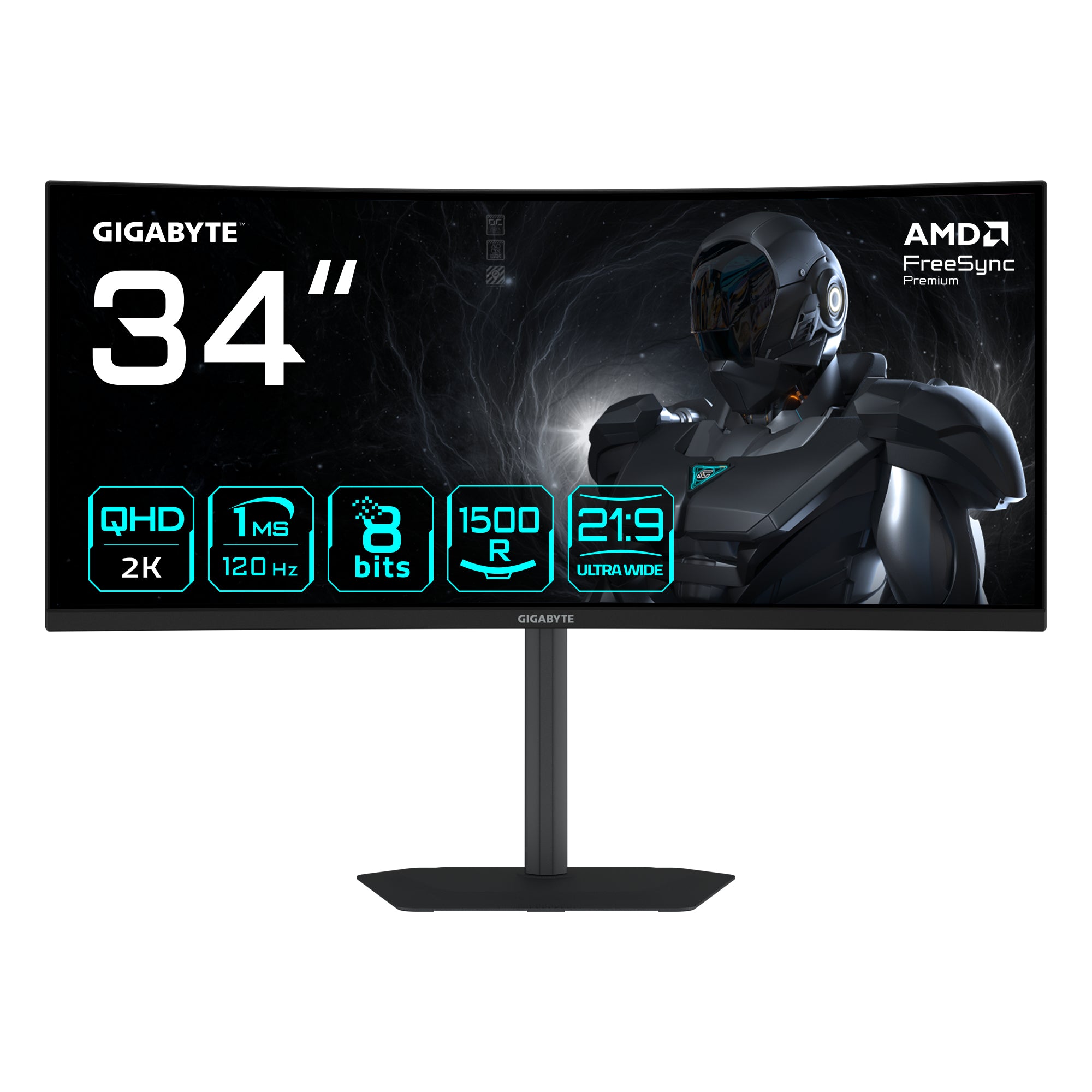 GIGABYTE GS34WQCA – Monitor, 34", 3440 × 1440, VA, 120 Hz, 300 cd/m²