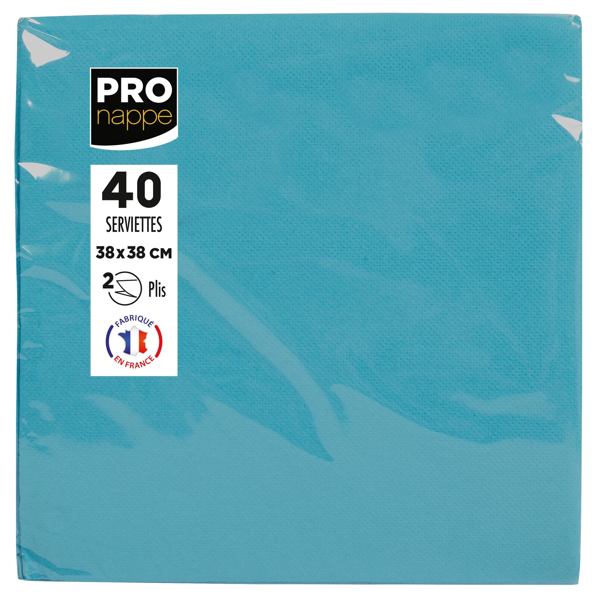 PRONAPPE Servietten türkis – 38 × 38 cm, 2-lagig – 40 Stück