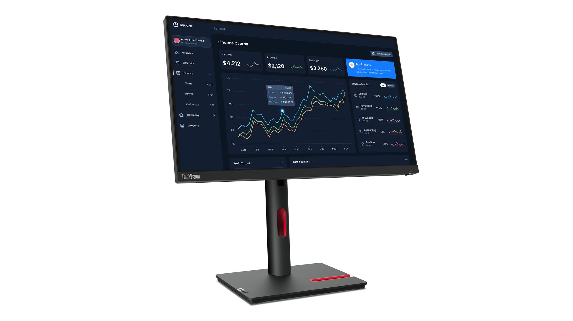 Lenovo ThinkVision T22i-30 – Monitor, 21,5", 1920 × 1080 (Full HD), LED, Schwarz