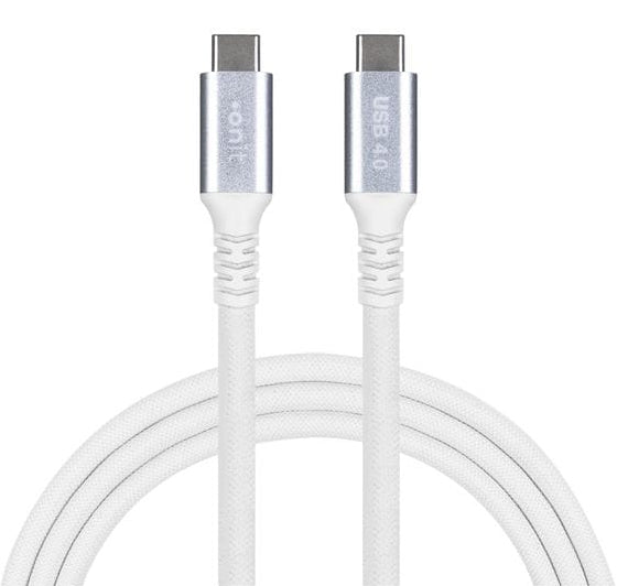 ONIT USB-C auf USB-C Kabel – USB4 40 Gbit/s – 1 m – PD 100 W – Textilmantel – Weiss