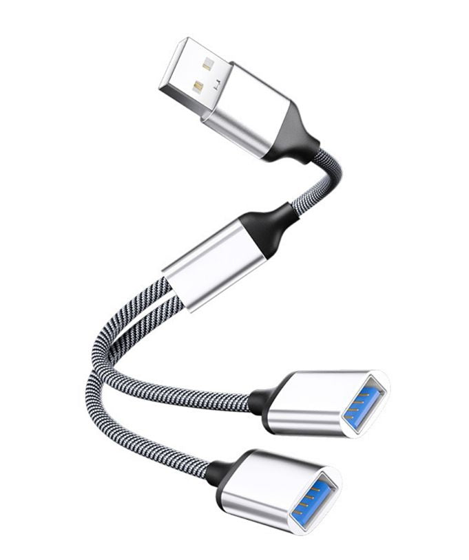 Microconnect USB-Adapter USB-A auf 2× USB-A (Stecker auf Buchse) – USB 2.0 (480 Mbit/s) – Silber