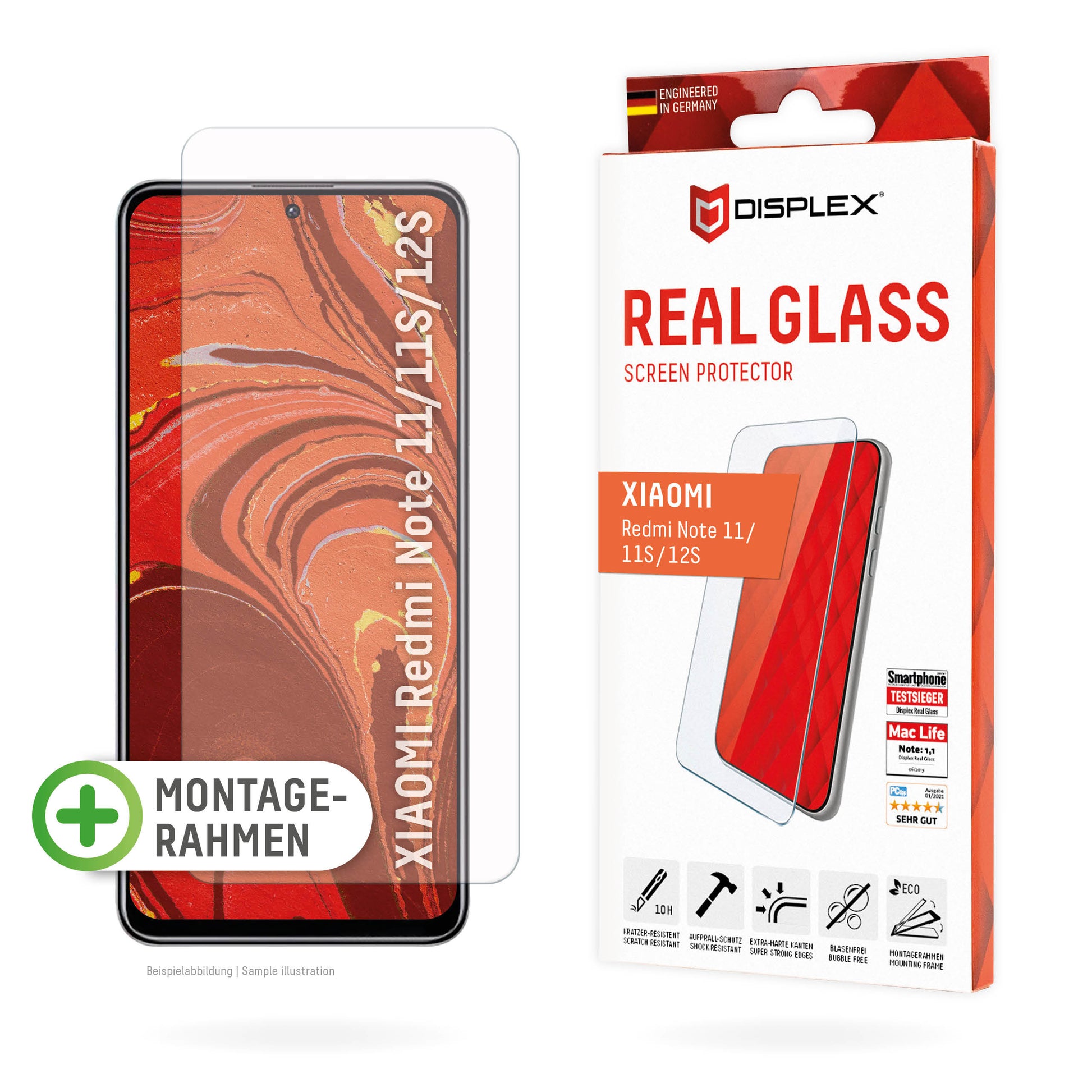 Displex Displayschutz (Panzerglas), 10H – für Redmi Note 11/Note 11S – mit Applikator